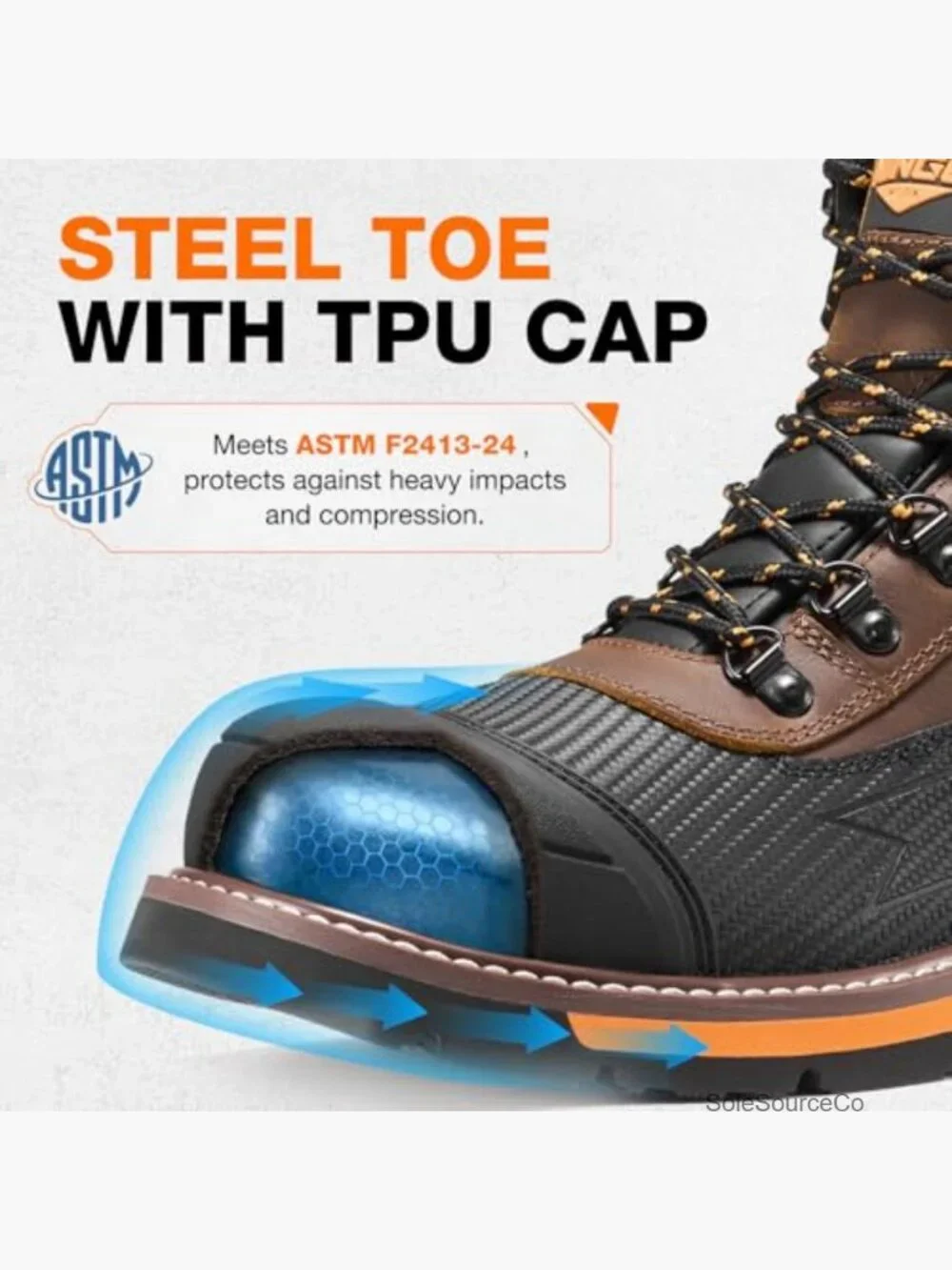 Steel Toe Work Boots Men's Non Slip Water Resistant Lace Up EH Protection